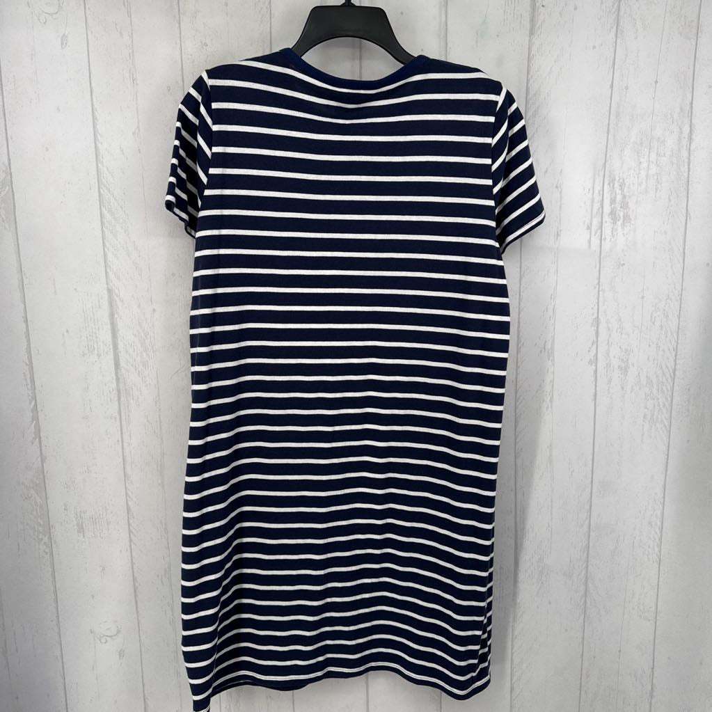 L striped round neck s/s dress