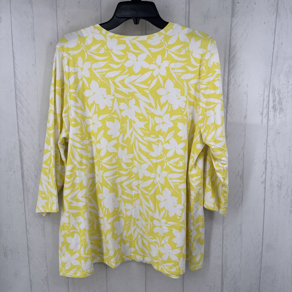 XL elbow slv flower print top
