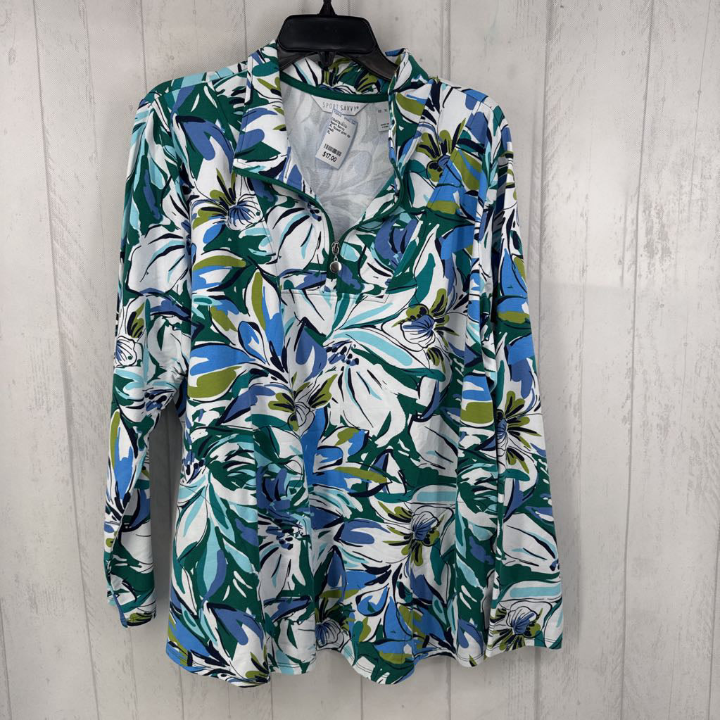 XL flower print zip jacket