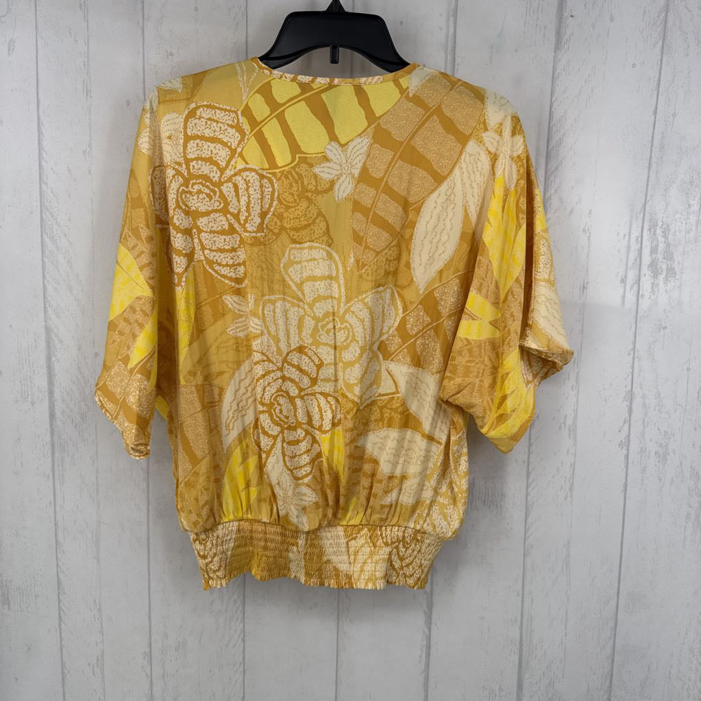 S s/s silky flower print v-neck top