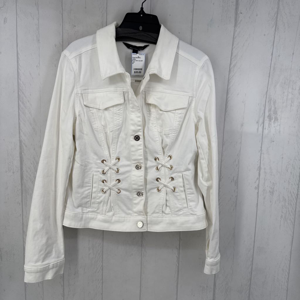 M l/s lace up jean button jacket