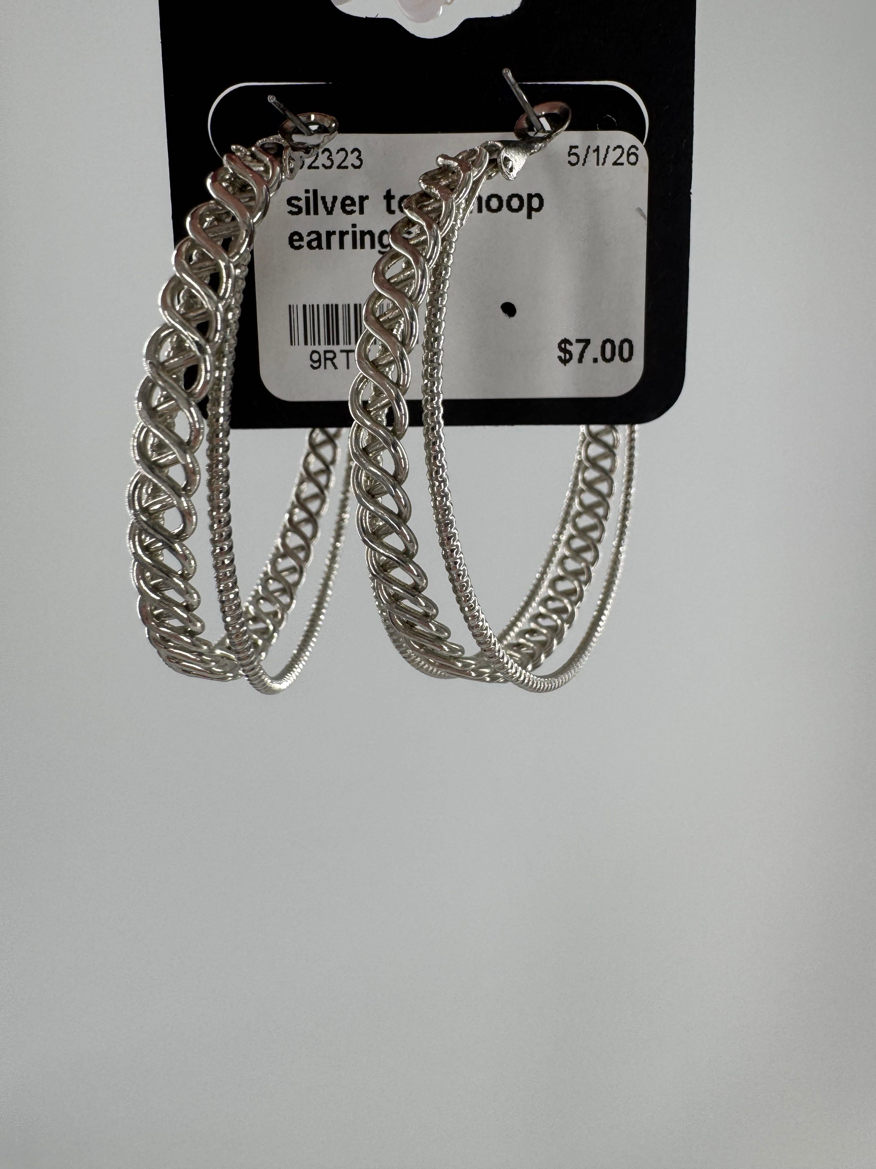 silver tone hoop earrings