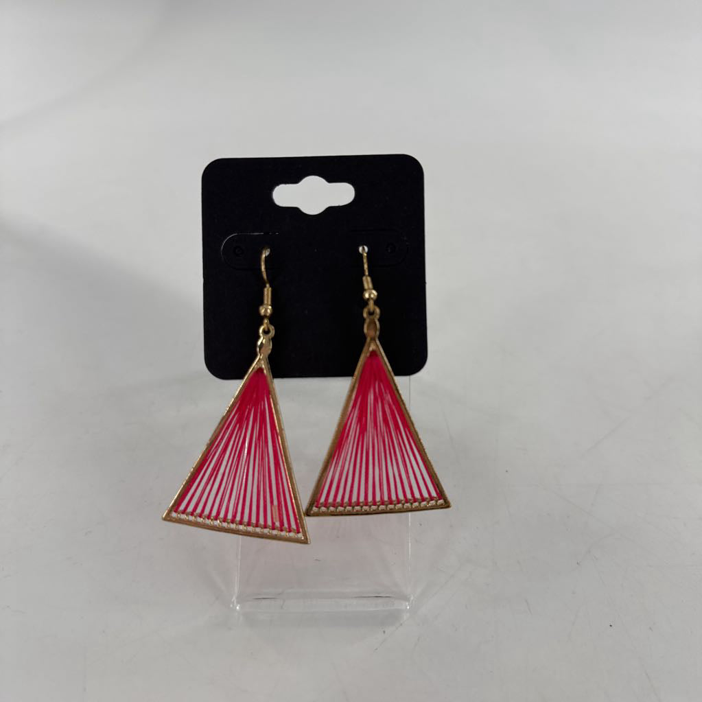pink & gold tone dangle earrings
