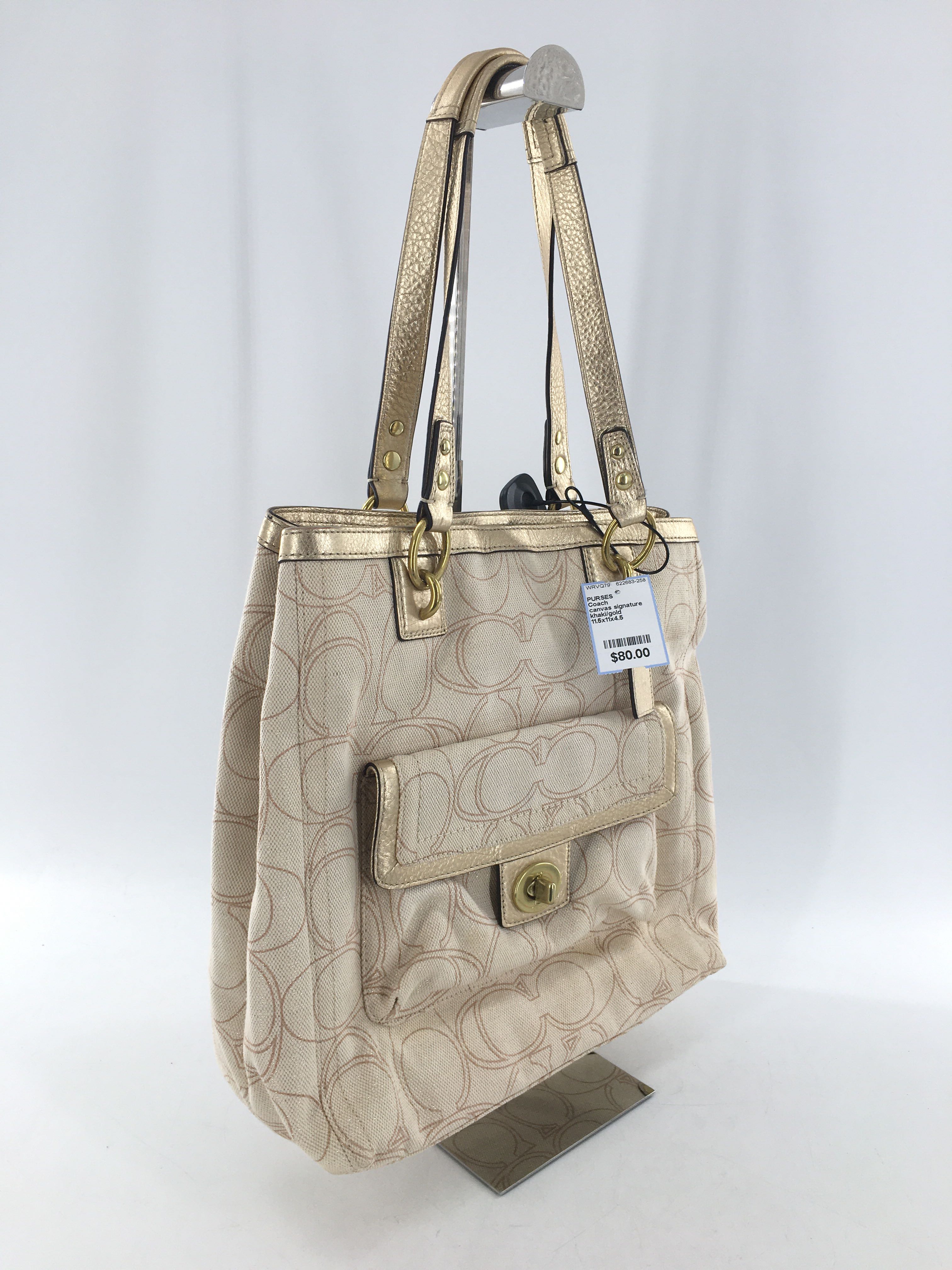 canvas signature turn lock tote