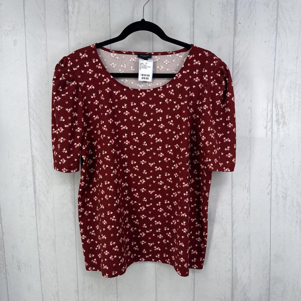 XL flo print round neck s/s top