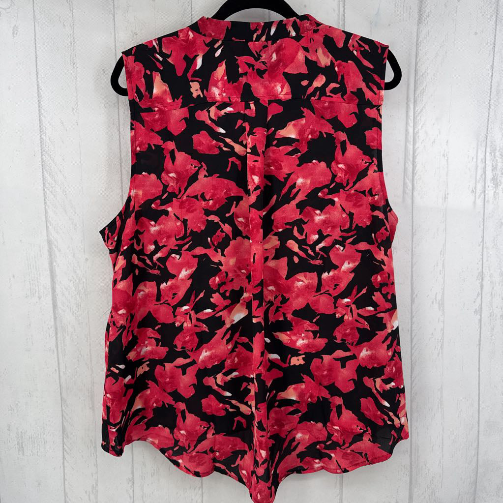 XXL flo print crossover slvls top