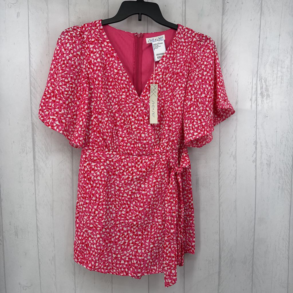 S animal print crossover s/s romper