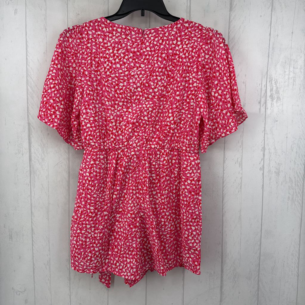 S animal print crossover s/s romper