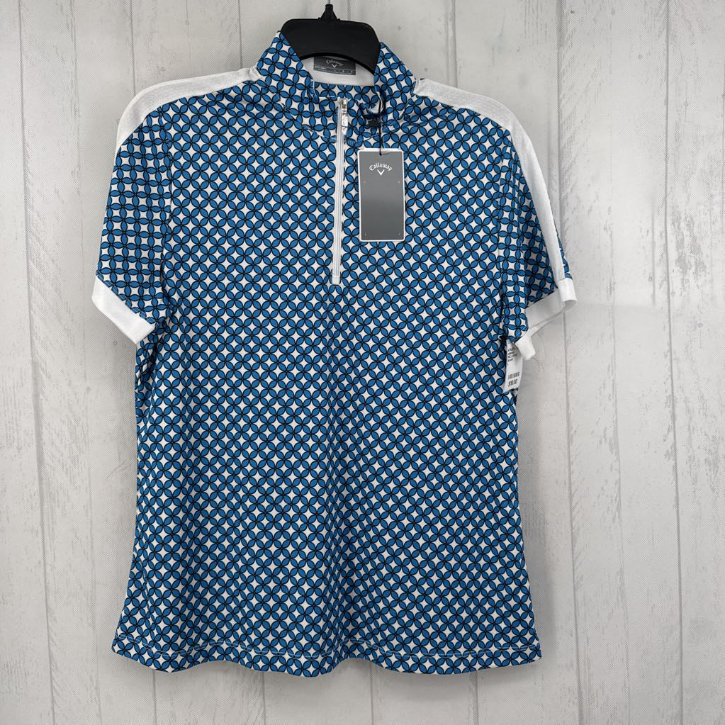 R82 L printed quarter zip s/s polo