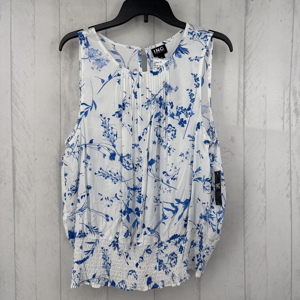 R49 XL flo print smocked waist tank