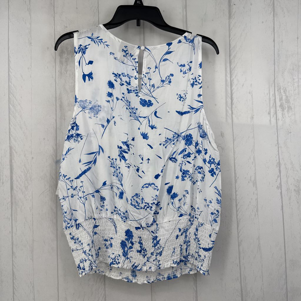 R49 XL flo print smocked waist tank