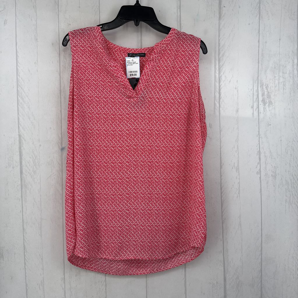 L printed split neck slvls top