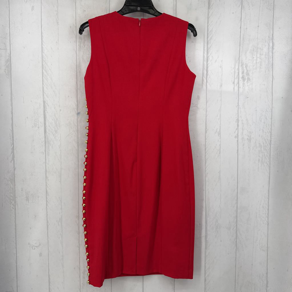 4 gold button detail slvls dress