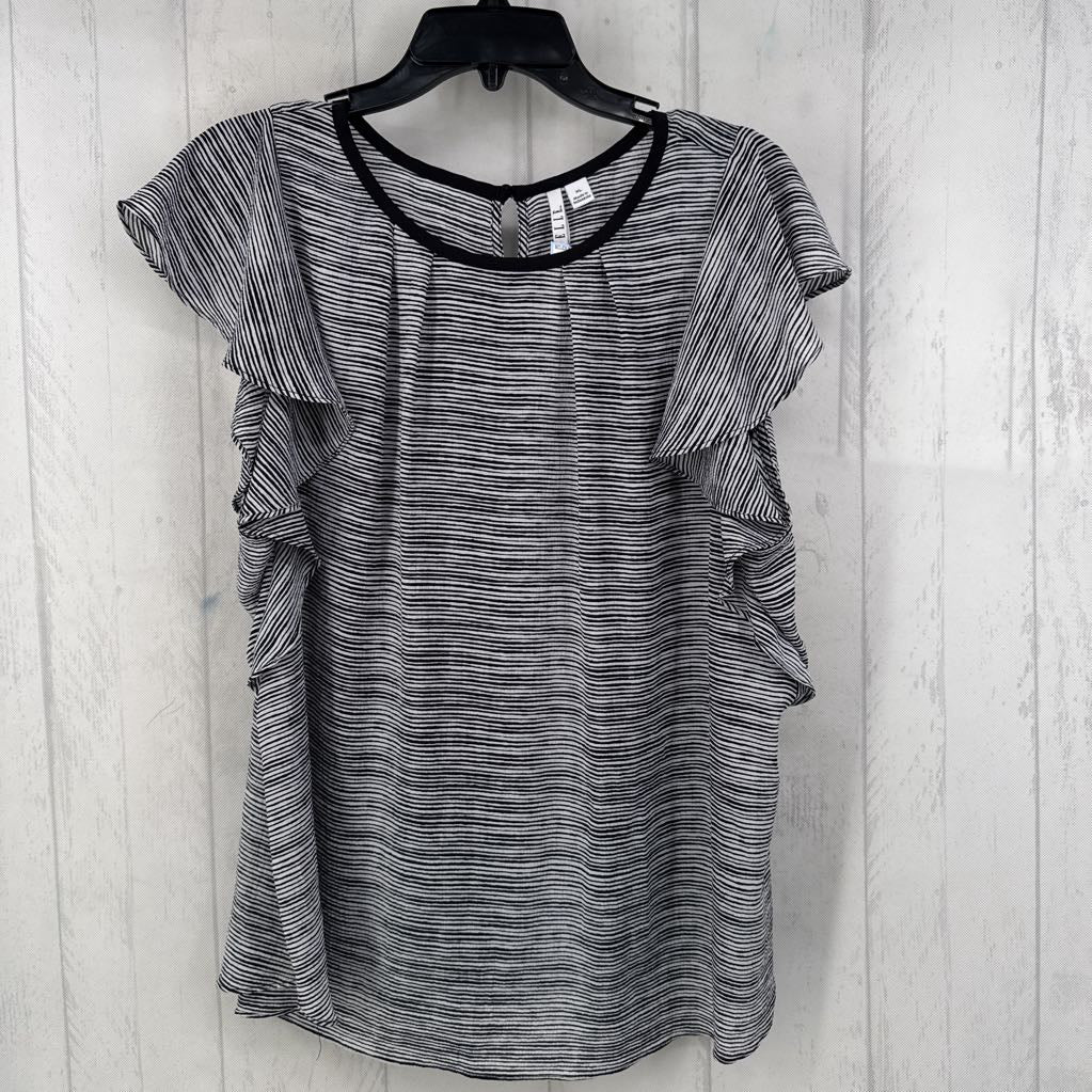 XL striped flutter slv top