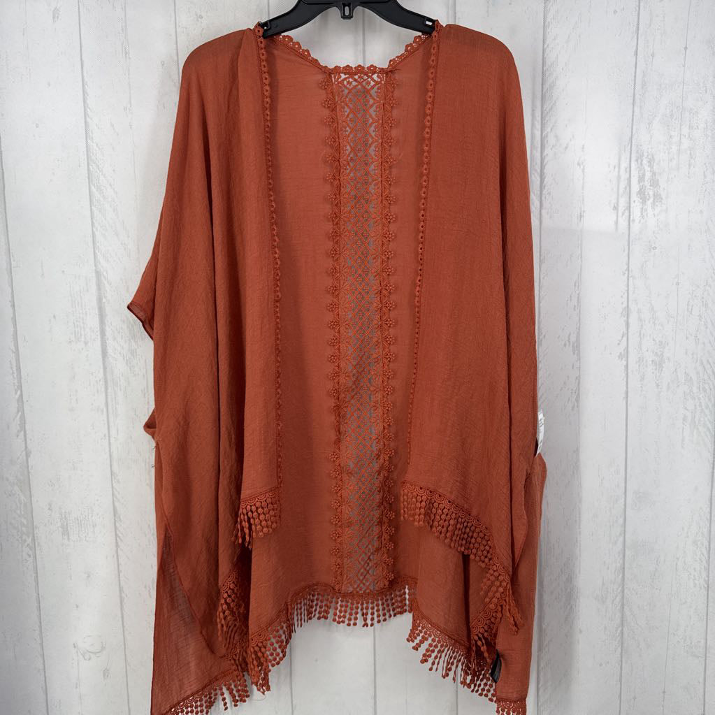 O/S lace trim ruana