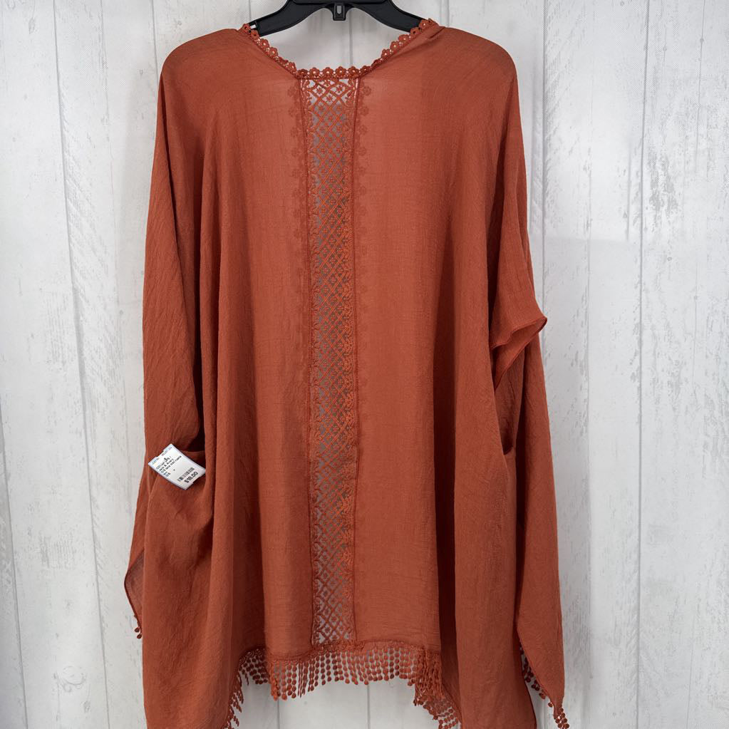 O/S lace trim ruana