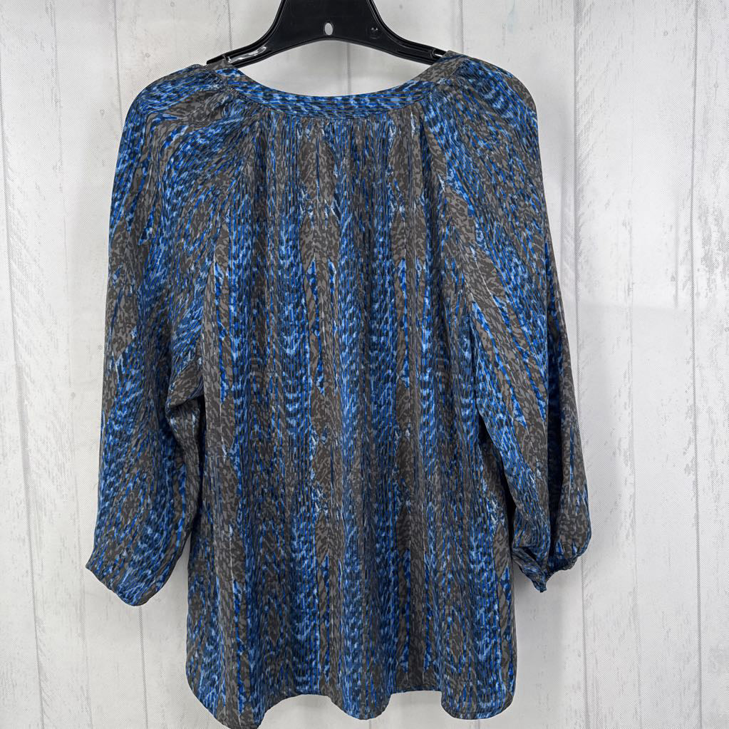 S printed split neck 3/4 slv top