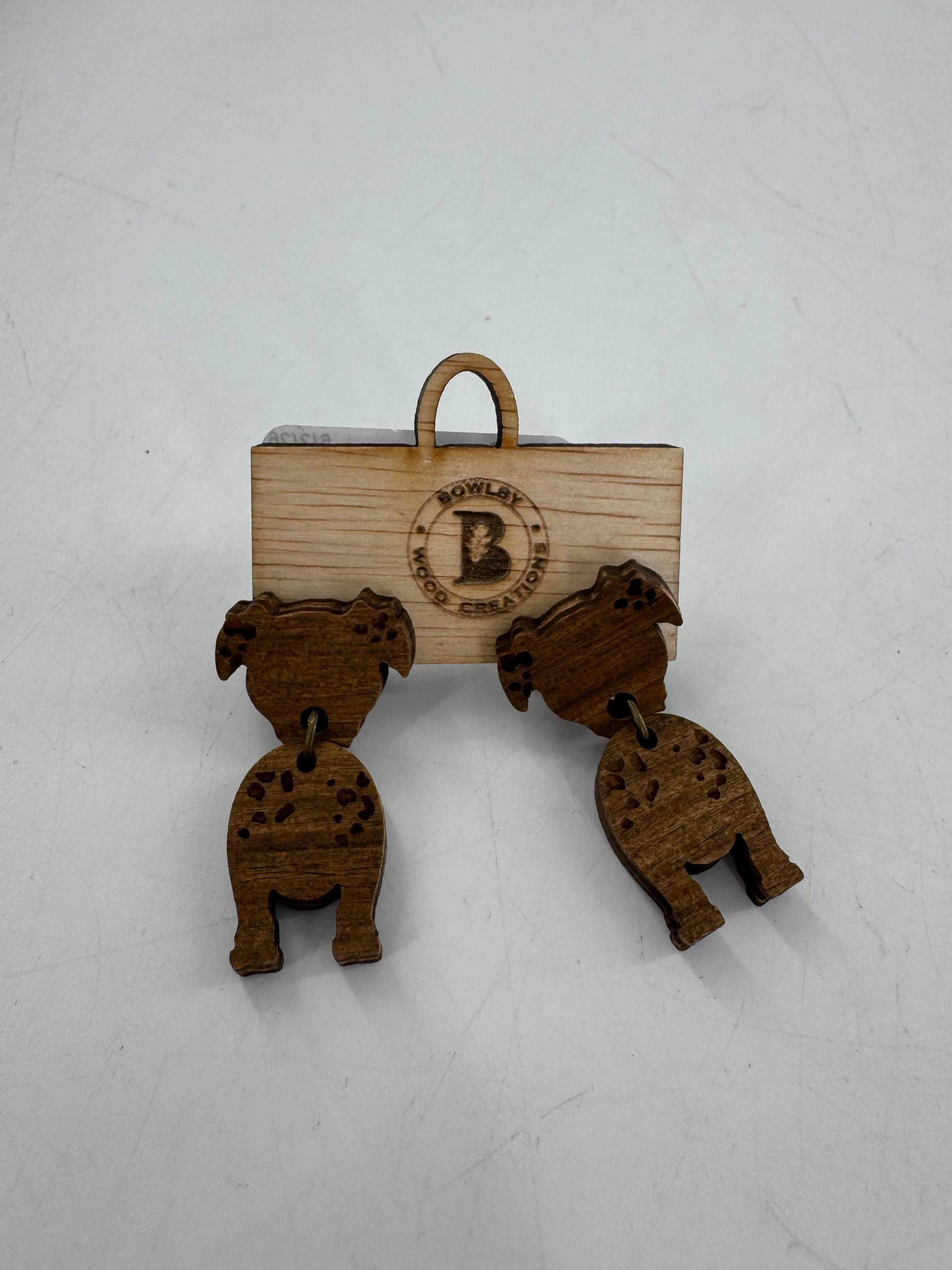 wood earrings-puppy