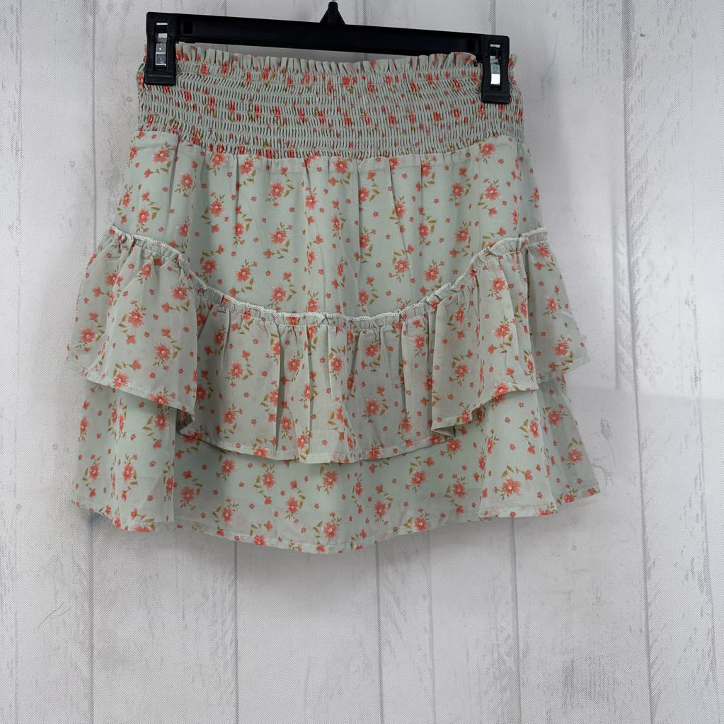 Smocked Waist Floral Skirt