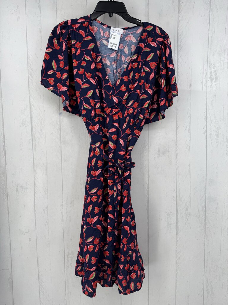 Floral V-Neck Belted s/s Dress
