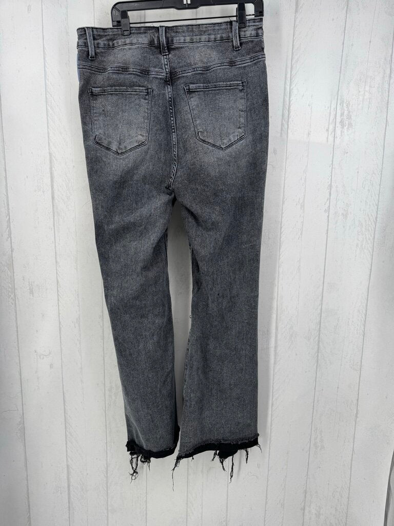 Washed Out Flare Ripped Knees Jeans