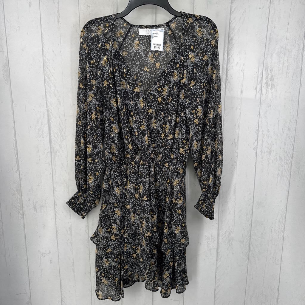 M flo print crossover l/s dress