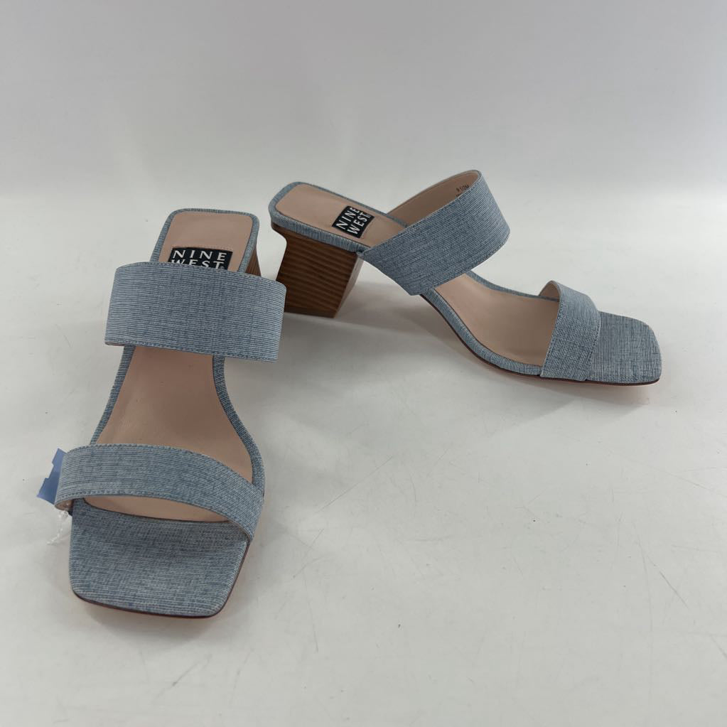 9.5 square toe double strap slide heel sandals