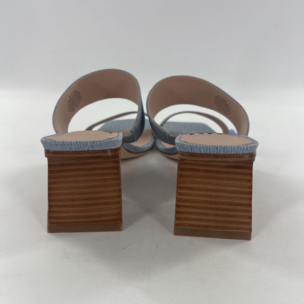 9.5 square toe double strap slide heel sandals
