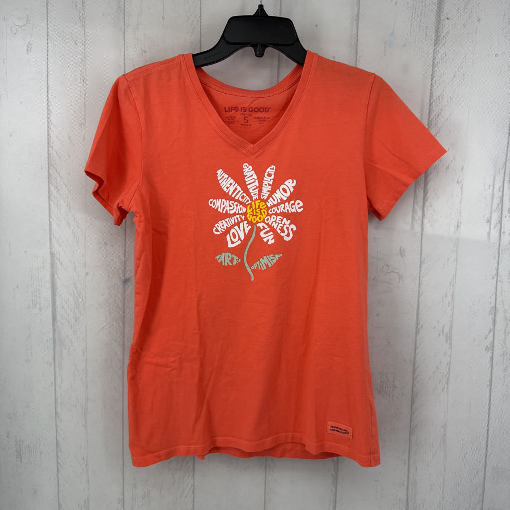 S graphic v-neck s/s tee -flower