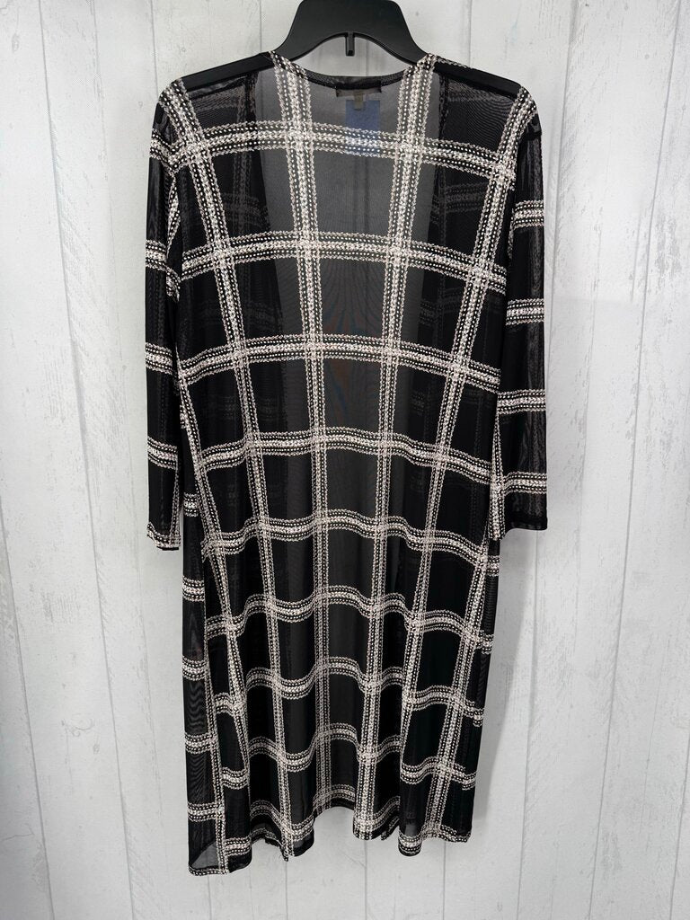 L l/s plaid sheer long cardigan
