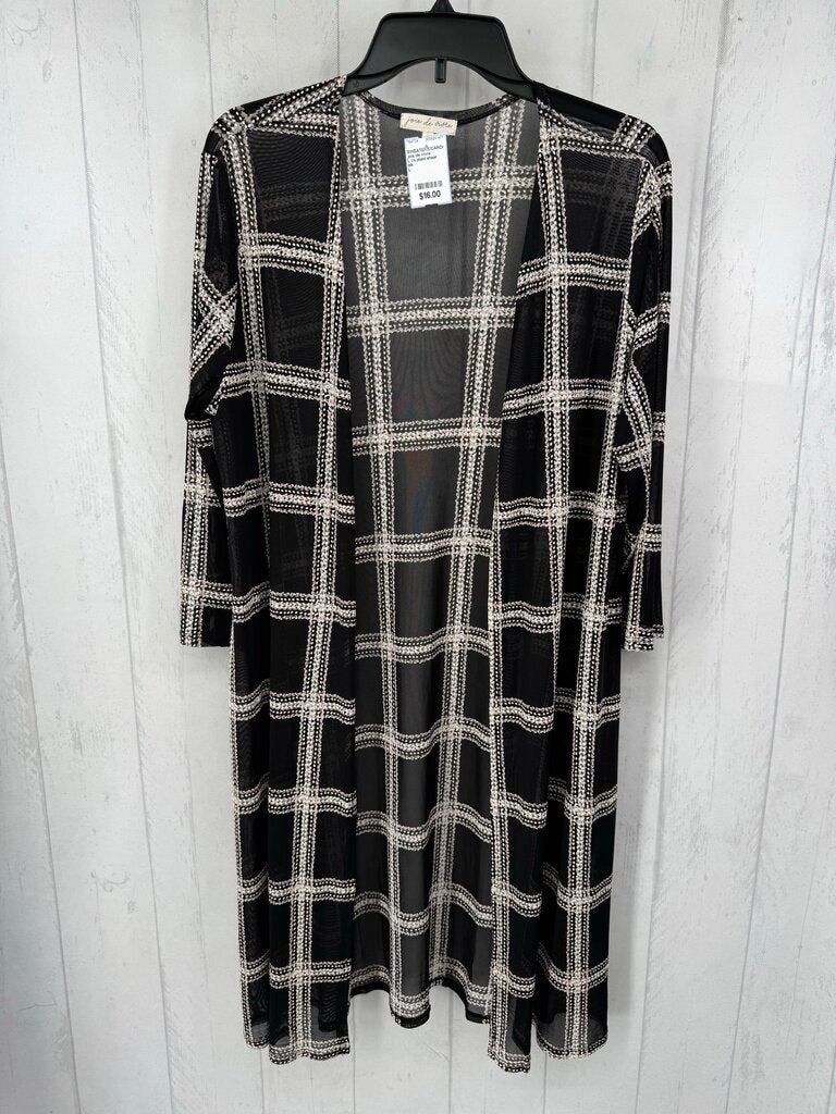 L l/s plaid sheer long cardigan