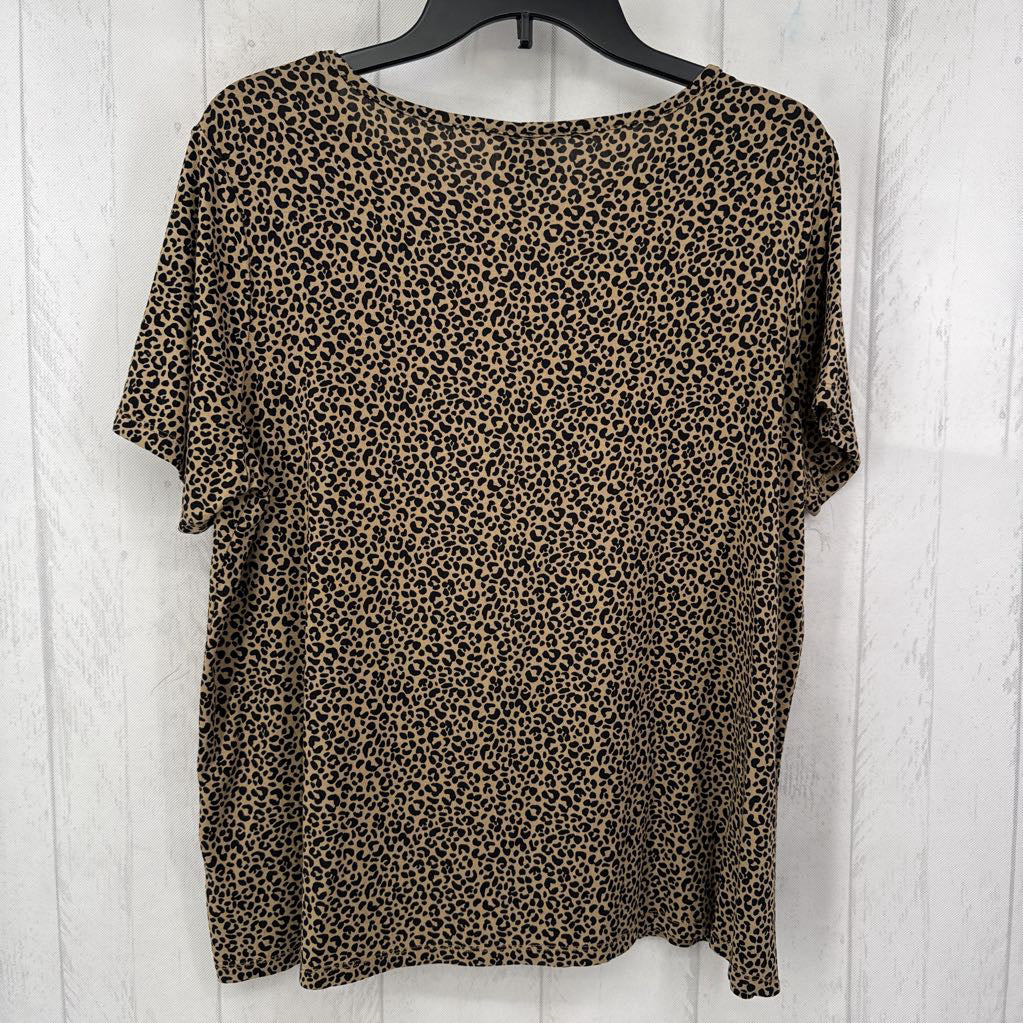 L s/s animal print top