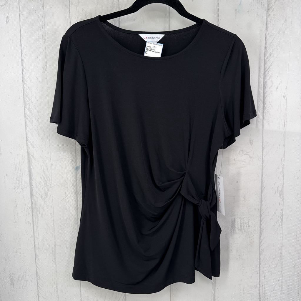R32 PM s/s ruched knotted top