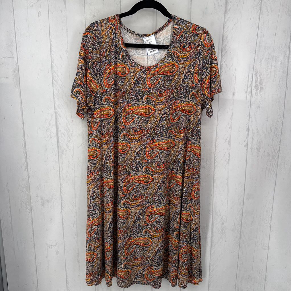 3xl s/s paisley dress
