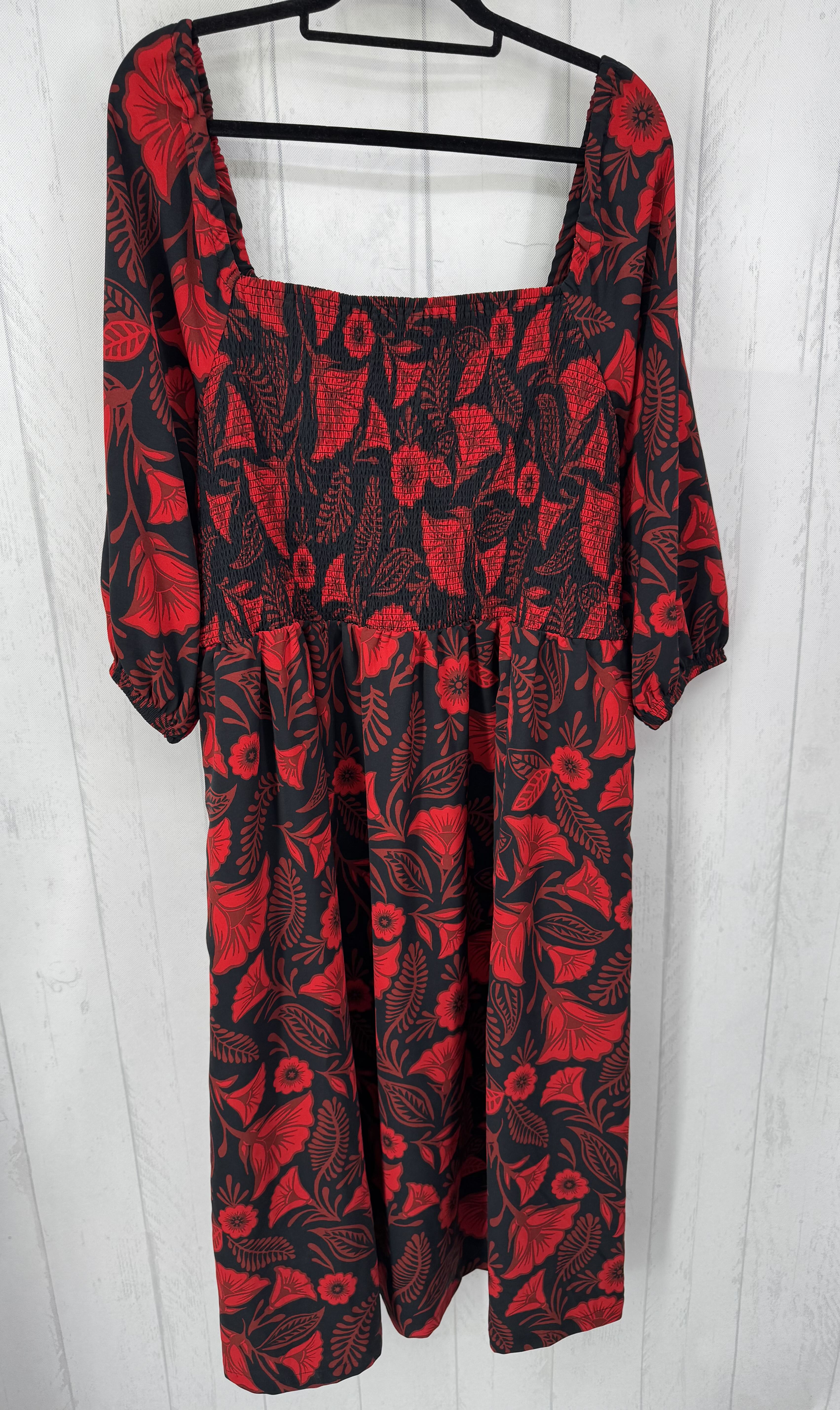 2x floral smocked maxi dress