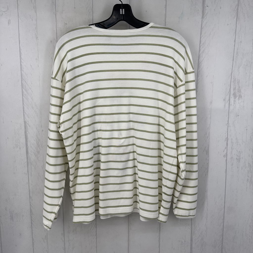 M l/s stripe embroidered top