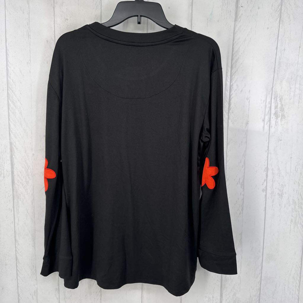 M elbow patch l/s crew neck top