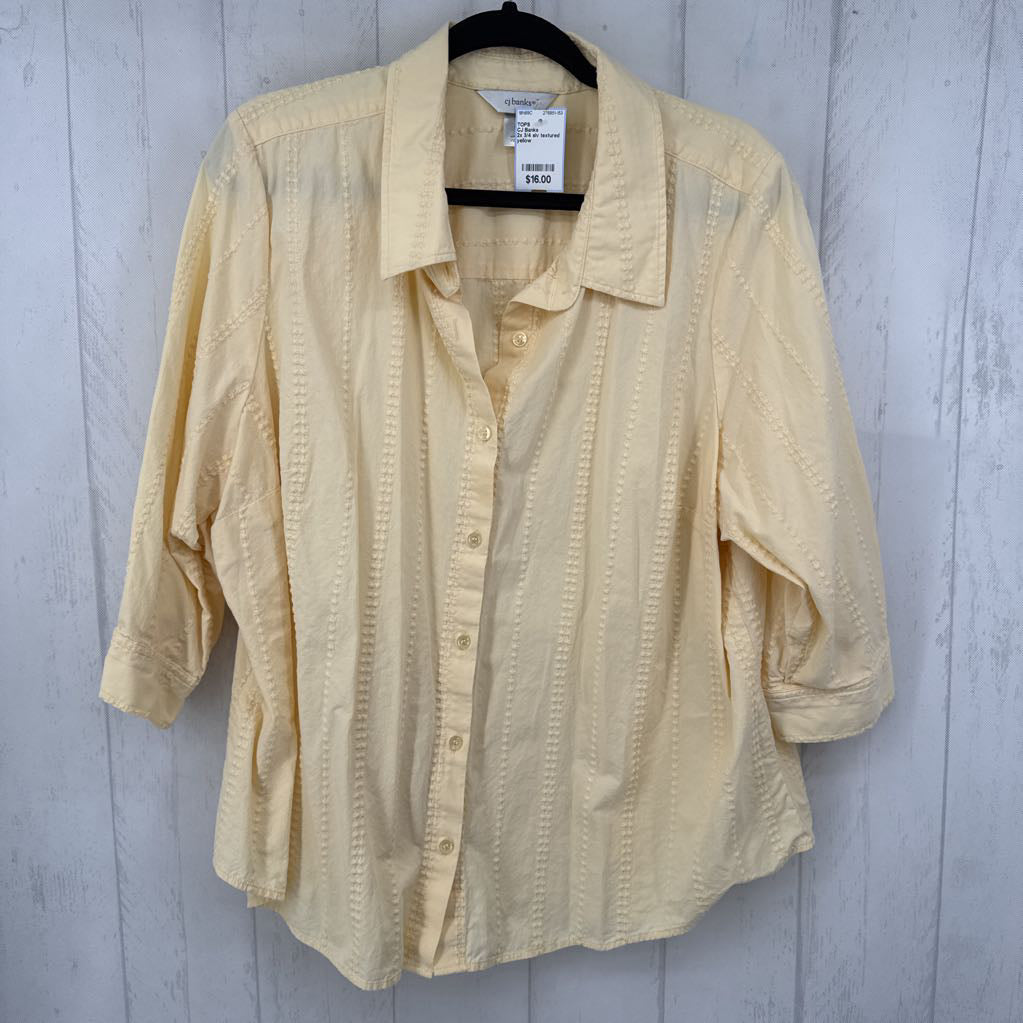 2x 3/4 slv textured button shirt