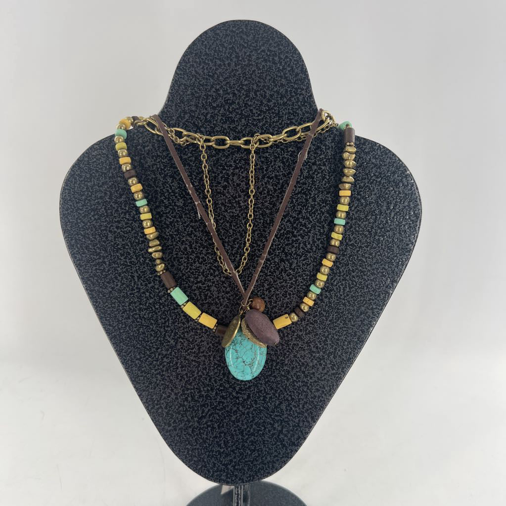 20" brown & turquoise multi-strand necklace
