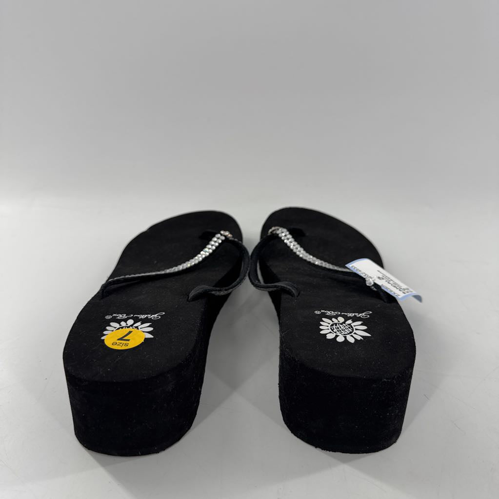 7.5 rhinestone wedge heel flip-flop