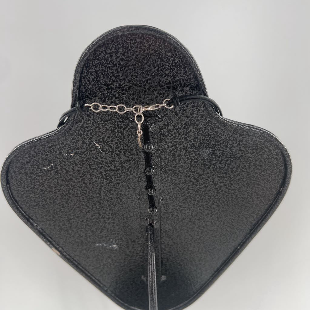 silver & black cord multi strand necklace