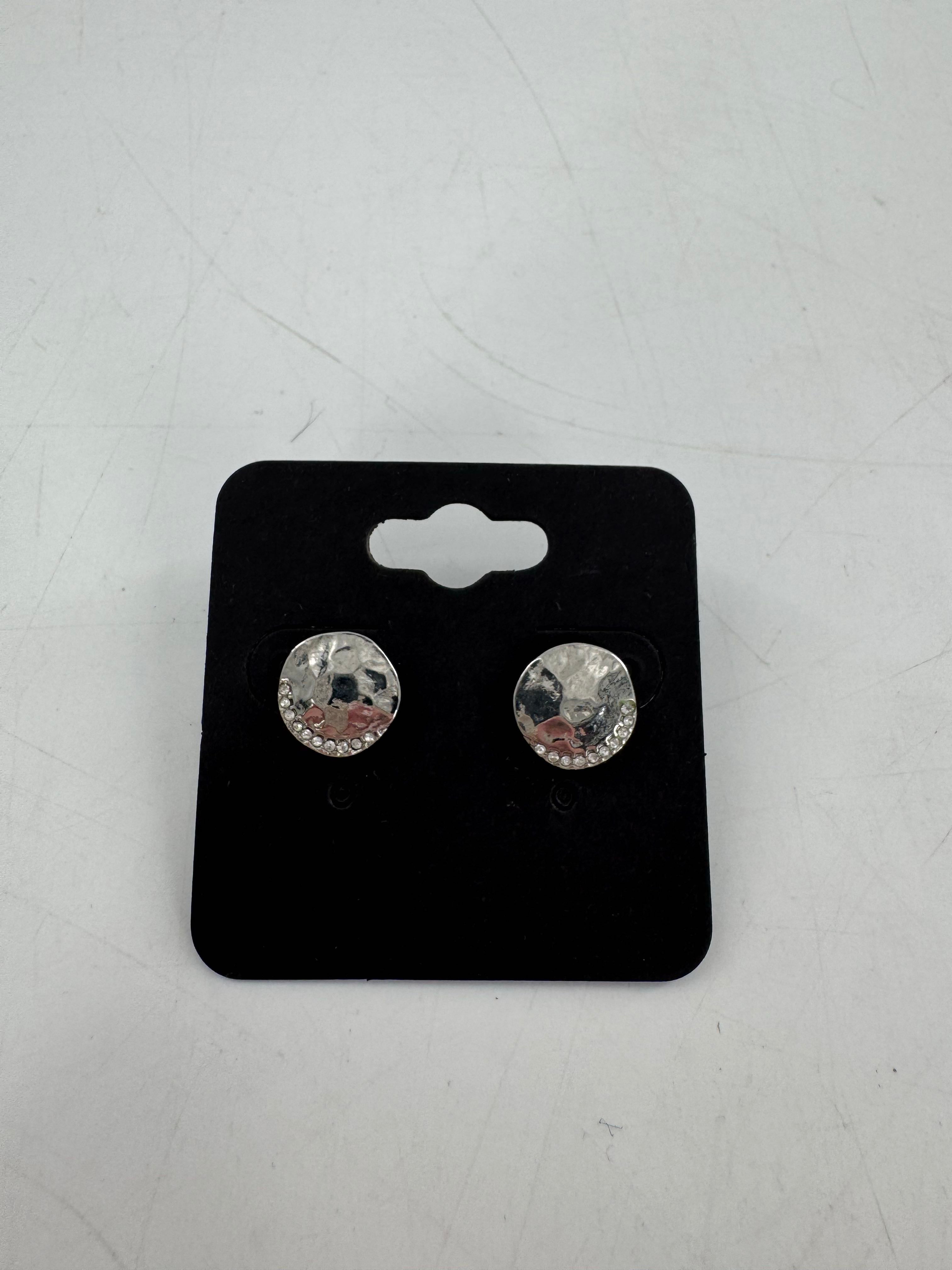 silver circle post earrings