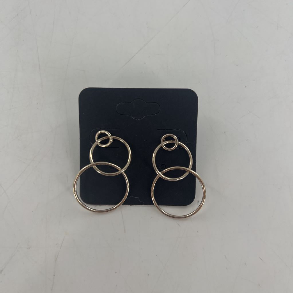 gold tone double circle earrings
