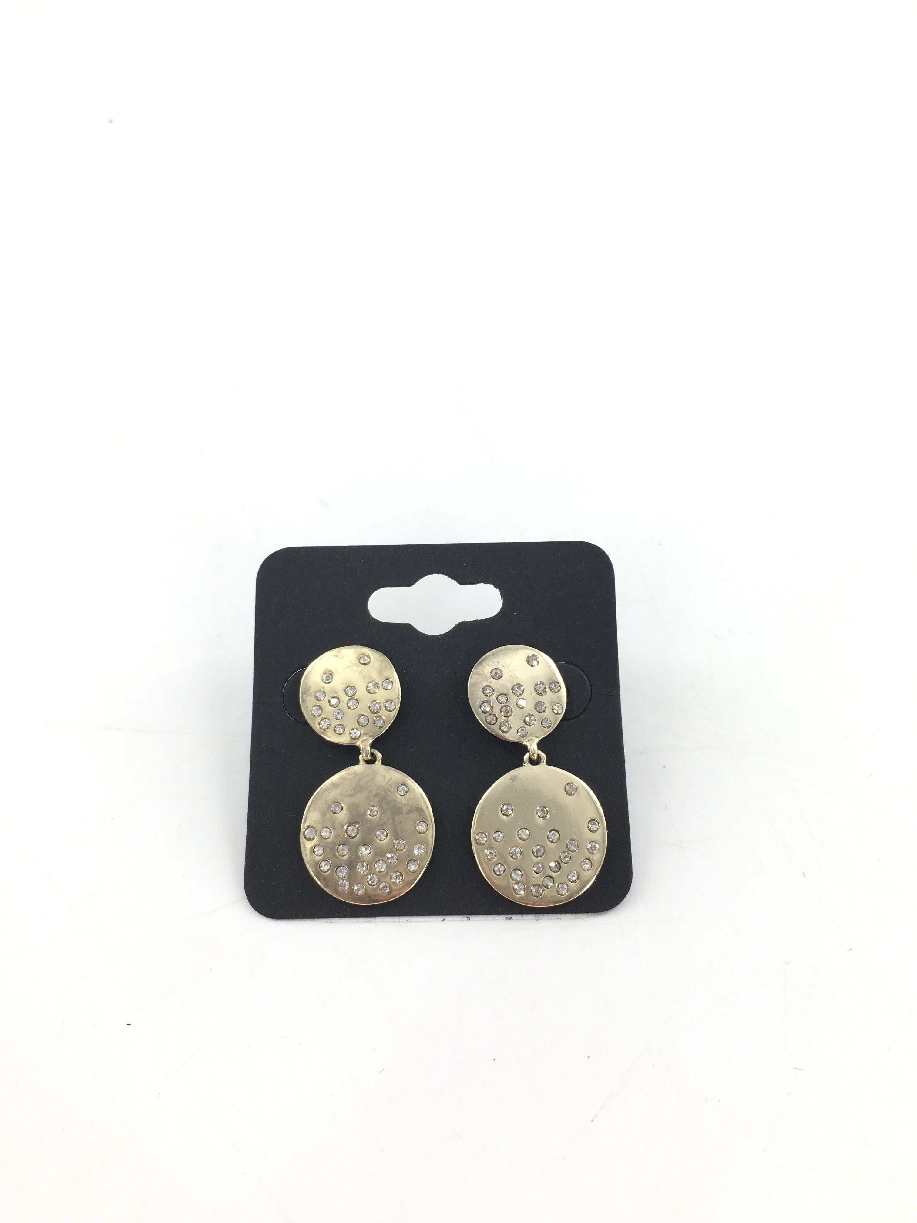 gold tone pave circle drop earrings