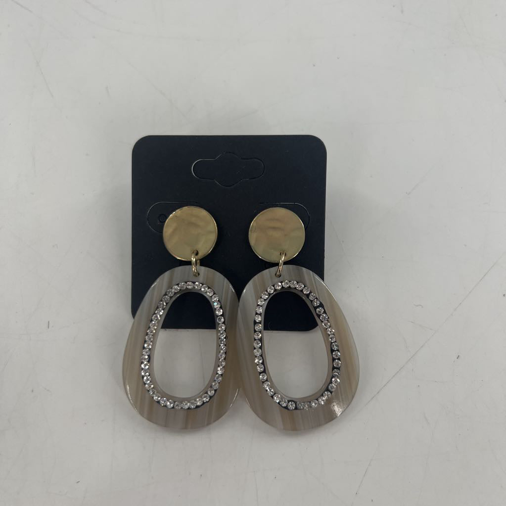 rhinestone oval drop earrings