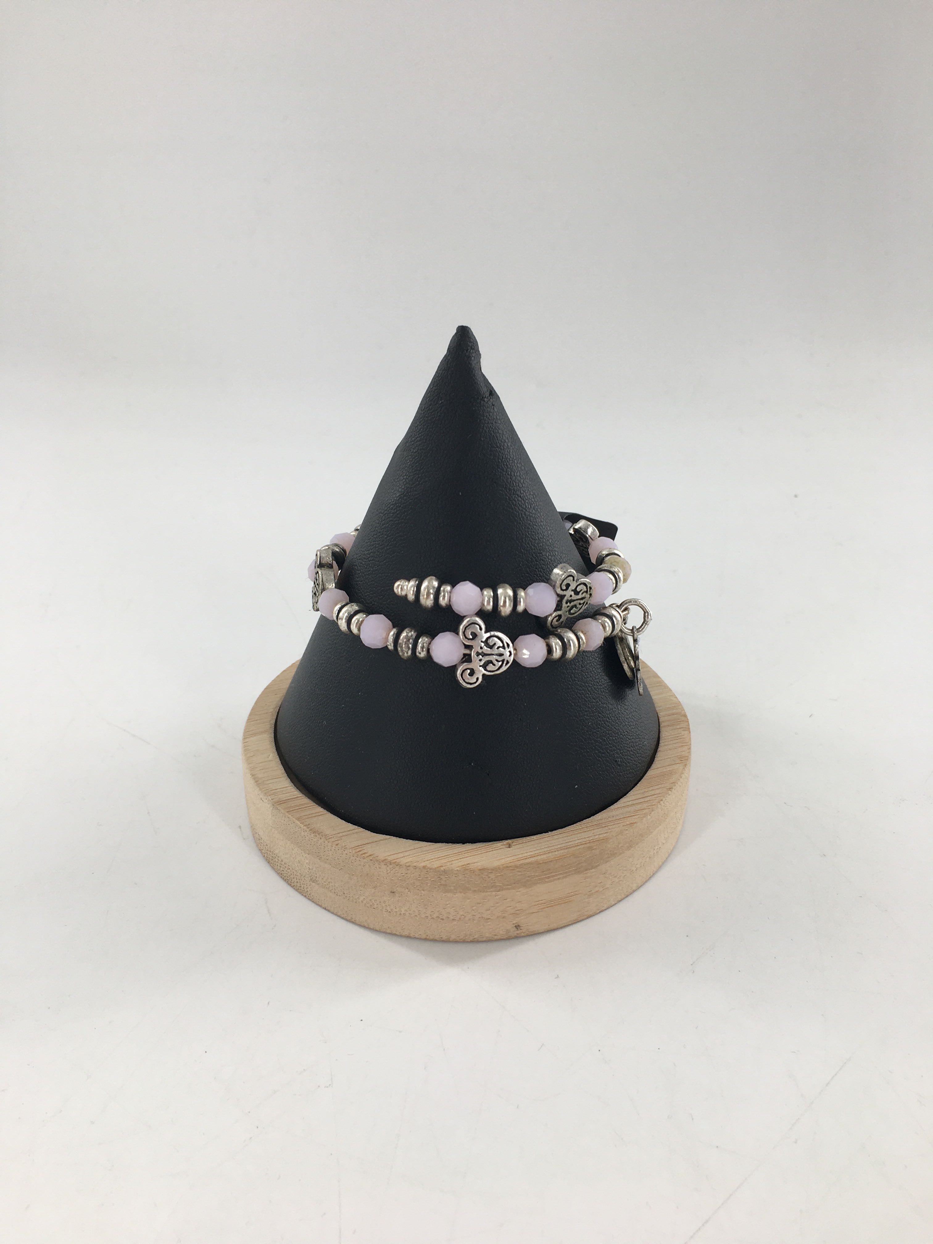 silver & lilac disney stretch beaded bracelet