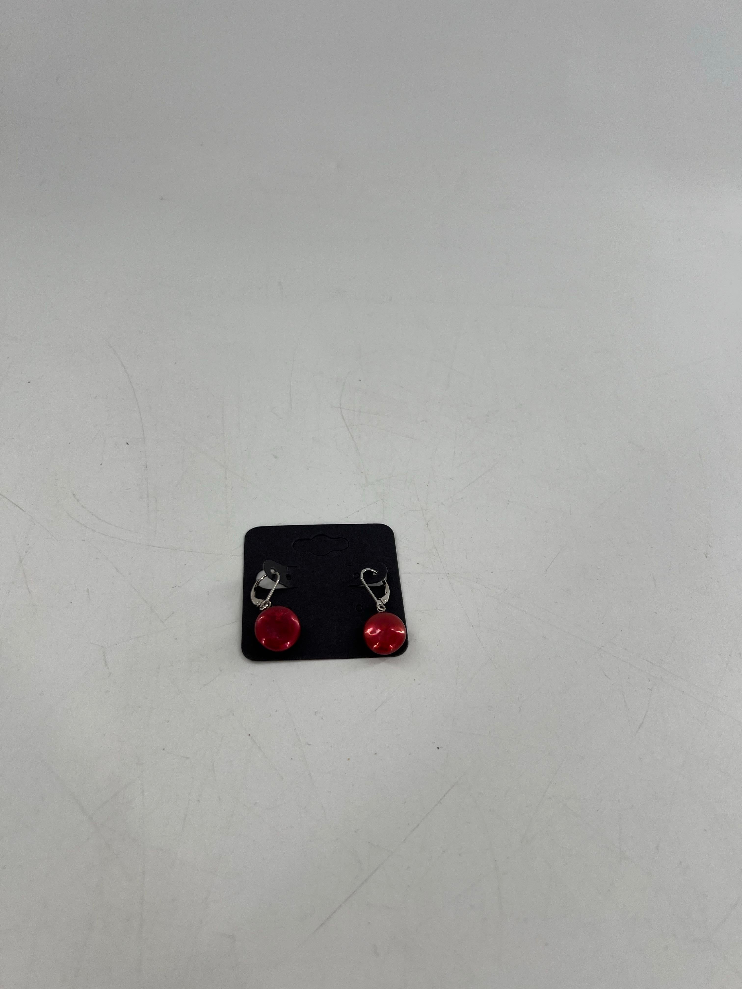 pearl drop earrings-red