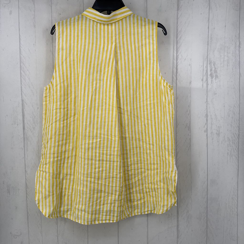 L striped linen button down slvls top