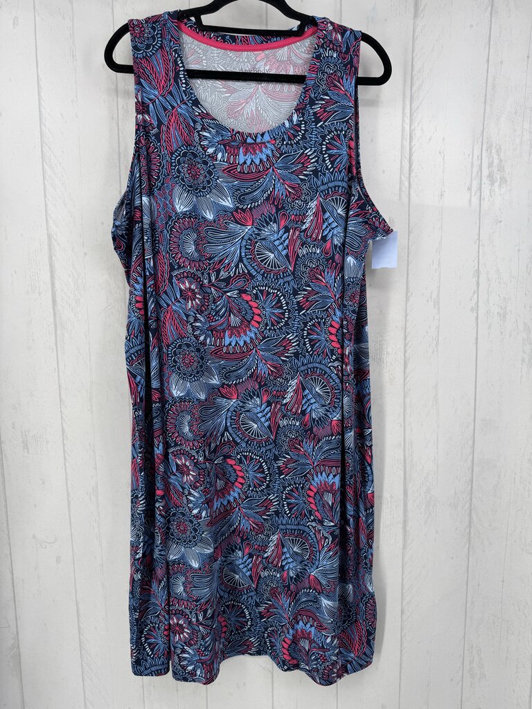 2X printed slvls swing dress