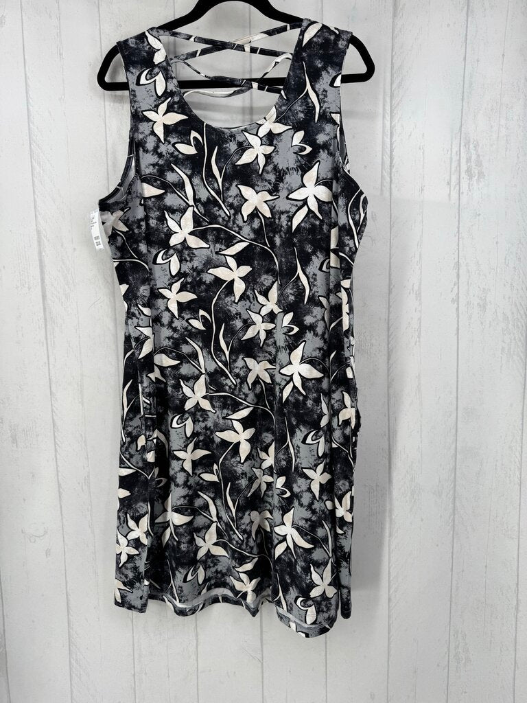 1X flo print slvls dress